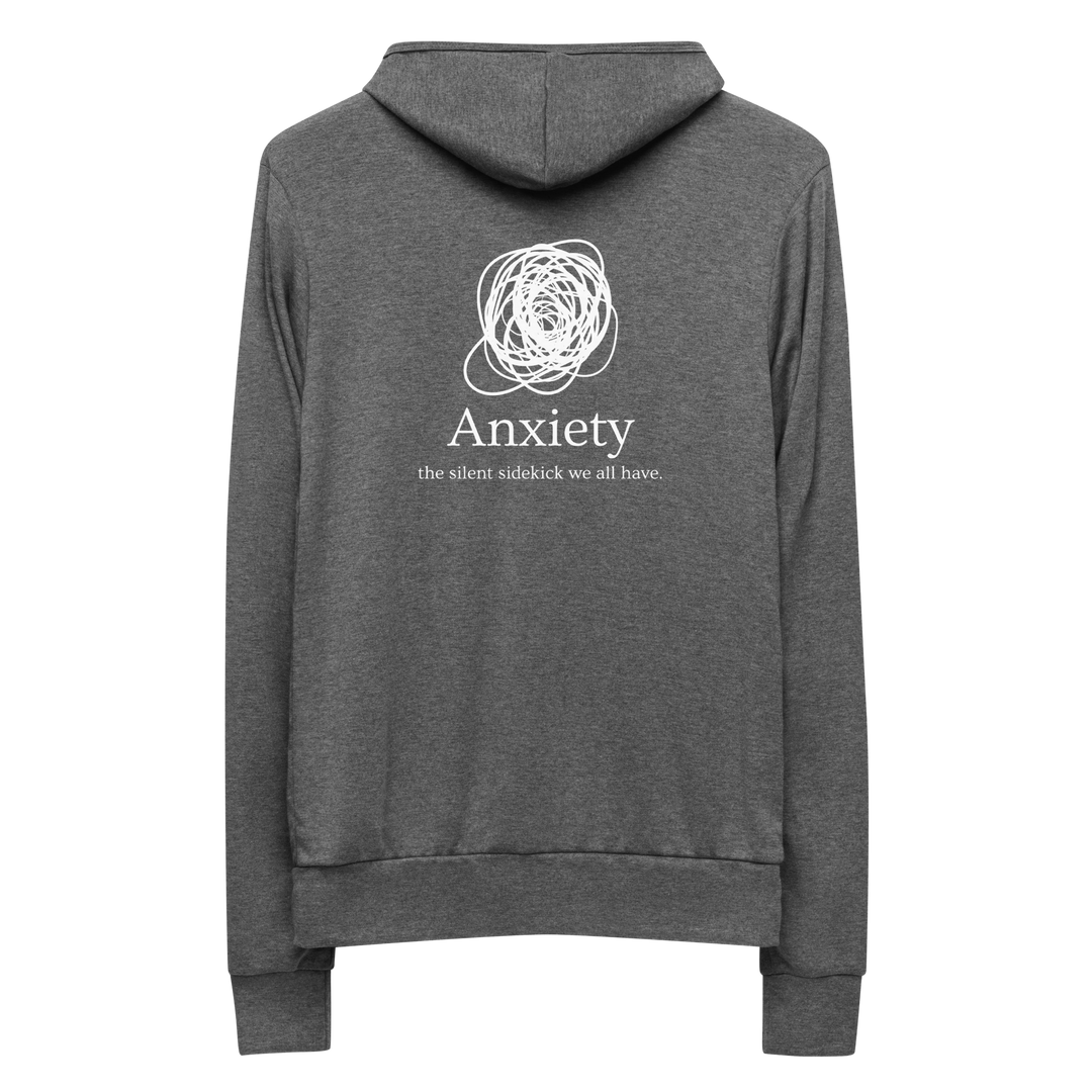 Anxiety: The Silent Sidekick All Genders Zip Hoodie